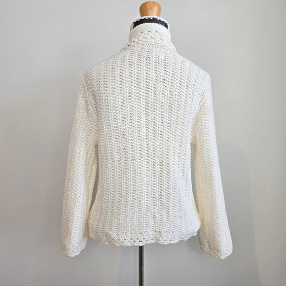 Ann Taylor Ivory Lace Crochet Sweater Cardigan Sz MP (710) - Picture 7 of 14